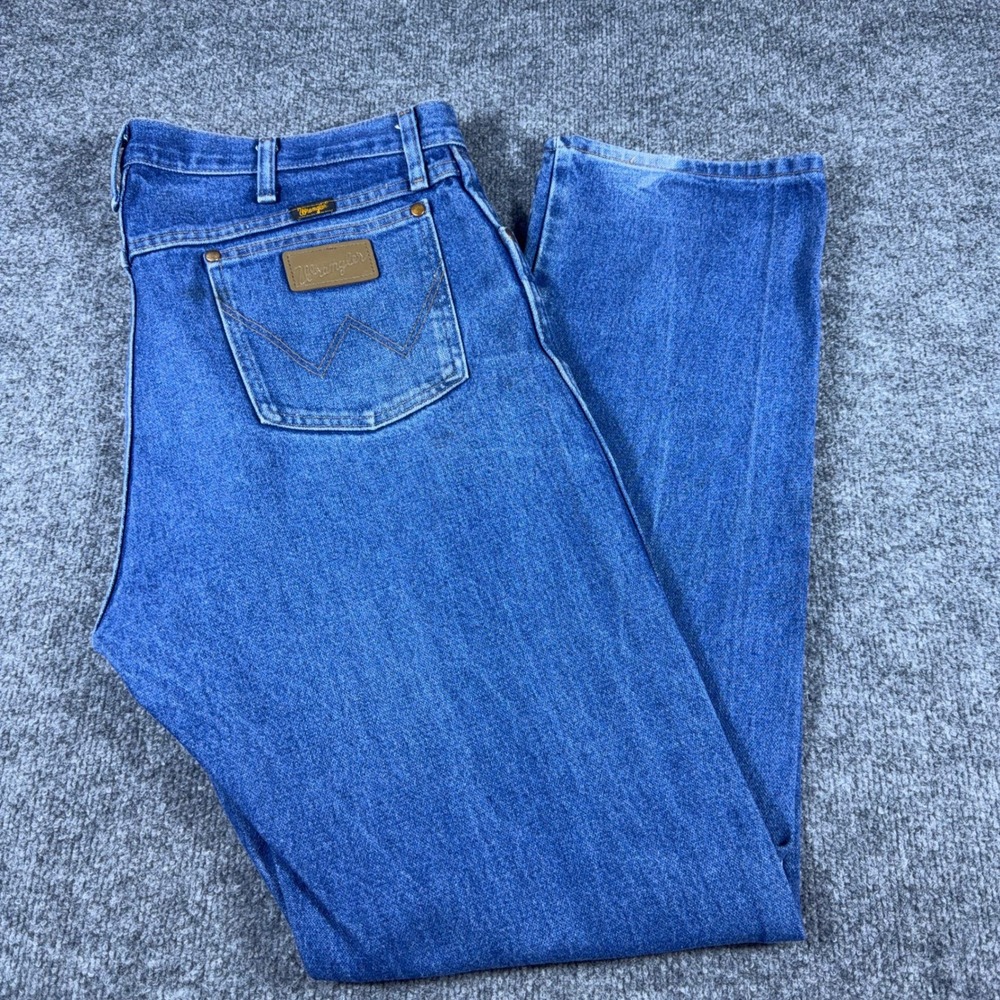 VTG Wrangler 13MWZ Cowboy Cut Original Fit Jeans Mens 38x34 Blue Denim High Rise